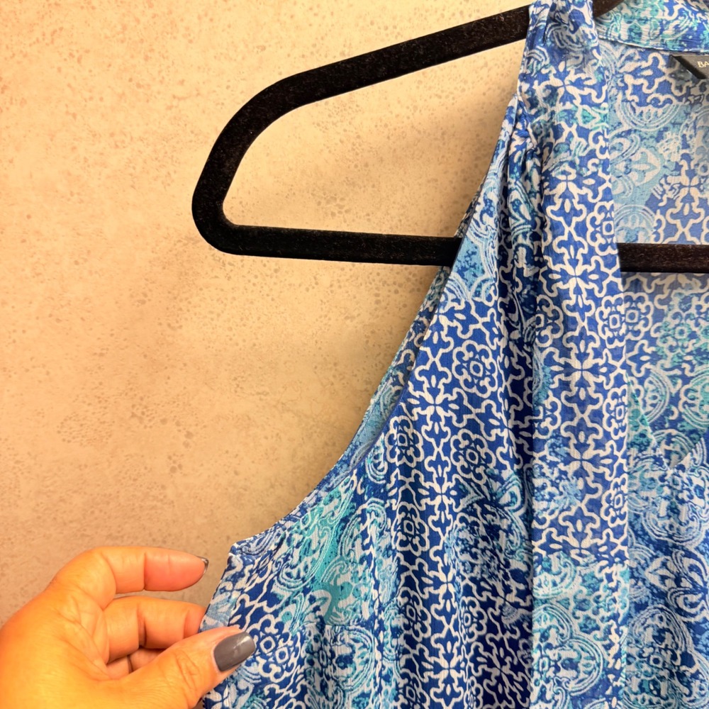 Banana Republic 6P Blue White Light Resort Core Halter Neck Sleeveless Dress - Picture 7 of 16